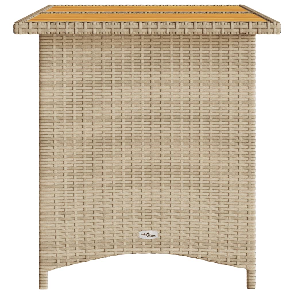 vidaXL Tavolo da Giardino Piano in Legno Beige 110x68x70 cm Polyrattan