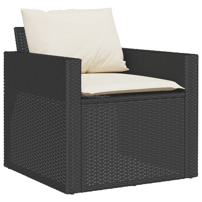 Set Divani da Giardino 4 pz con Cuscini Nero in Polyrattan 366358