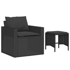 Set Divani da Giardino 4 pz con Cuscini Nero in Polyrattan