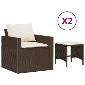 Set Divano da Giardino 4 pz con Cuscini-Sofa da Giardino-Divanetto da esterno Marrone in Polyrattan 215334