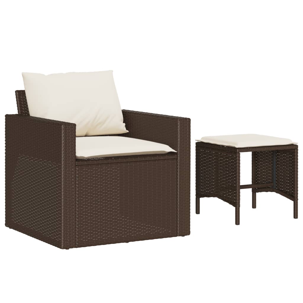 Set Divano da Giardino 4 pz con Cuscini Marrone in Polyrattan 366360