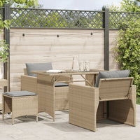Set Divano da Giardino 4 pz con Cuscini-Sofa da Giardino-Divanetto da esterno Beige in Polyrattan 804480