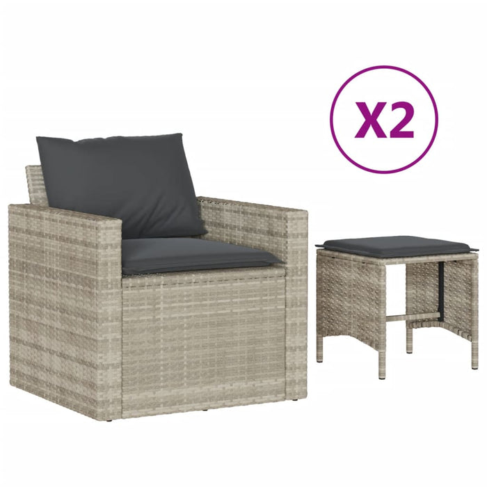 Set Divano da Giardino 4 pz con Cuscini-Sofa da Giardino-Divanetto da esterno Grigio Chiaro Polyrattan 540930
