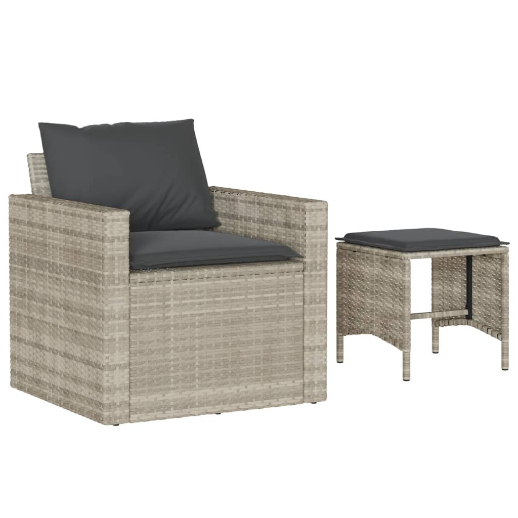 Set Divano da Giardino 4 pz con Cuscini-Sofa da Giardino-Divanetto da esterno Grigio Chiaro Polyrattan 540930