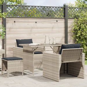 Set Divano da Giardino 4 pz con Cuscini-Sofa da Giardino-Divanetto da esterno Grigio Chiaro Polyrattan 540930