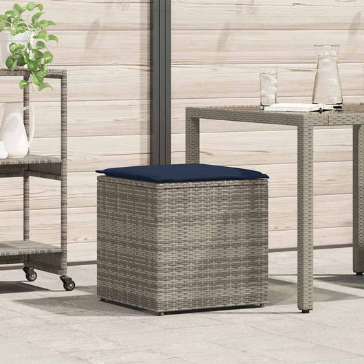 Scatola di Stoccaggio  Grigio e Blu Navy Rattan e Cuscino in Tessuto 365414