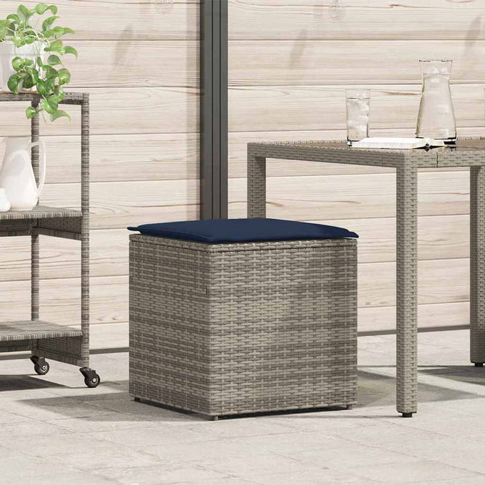 Scatola di Stoccaggio  Grigio e Blu Navy Rattan e Cuscino in Tessuto 365414