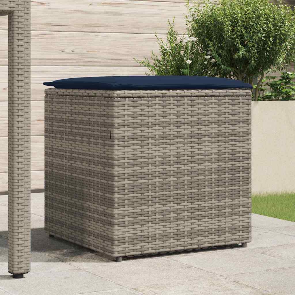 Scatola di Stoccaggio  Grigio e Blu Navy Rattan e Cuscino in Tessuto 365414