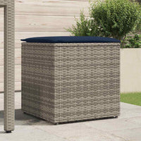 Scatola di Stoccaggio  Grigio e Blu Navy Rattan e Cuscino in Tessuto 365414