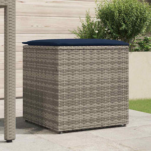 Scatola di Stoccaggio  Grigio e Blu Navy Rattan e Cuscino in Tessuto 365414