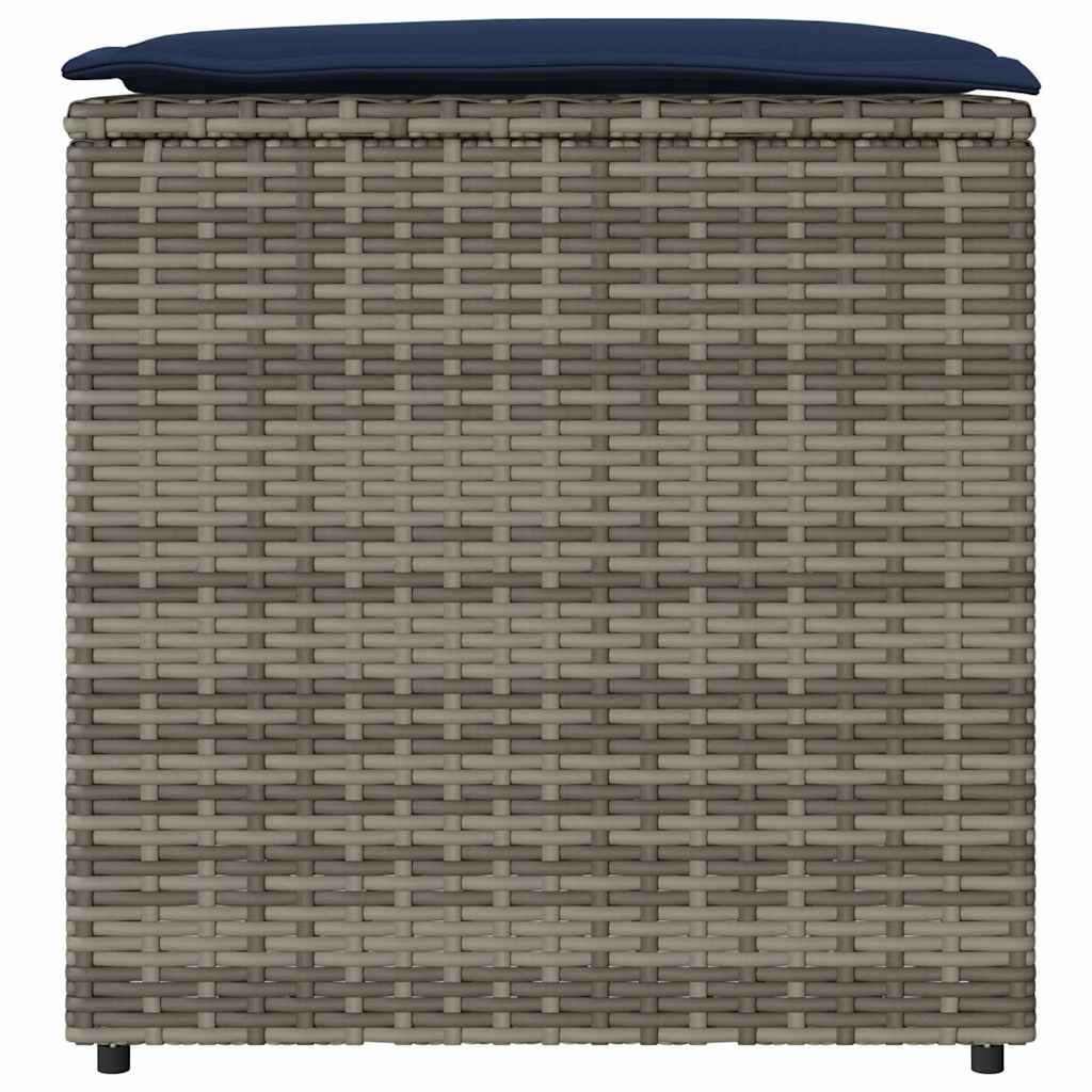 Scatola di Stoccaggio  Grigio e Blu Navy Rattan e Cuscino in Tessuto 365414