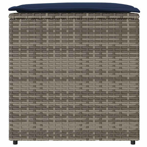 Scatola di Stoccaggio  Grigio e Blu Navy Rattan e Cuscino in Tessuto 365414