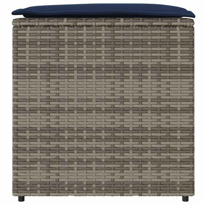 Scatola di Stoccaggio  Grigio e Blu Navy Rattan e Cuscino in Tessuto 365414