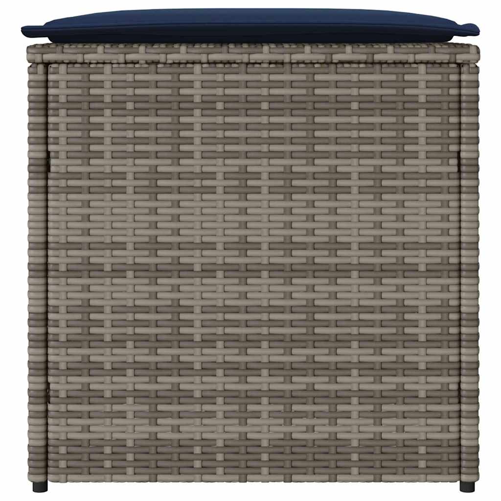 Scatola di Stoccaggio  Grigio e Blu Navy Rattan e Cuscino in Tessuto 365414