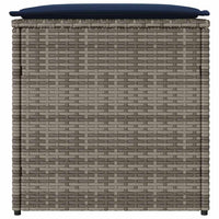 Scatola di Stoccaggio  Grigio e Blu Navy Rattan e Cuscino in Tessuto 365414