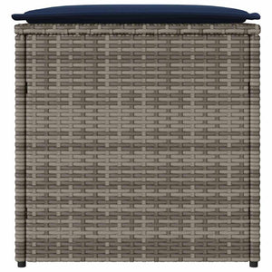 Scatola di Stoccaggio  Grigio e Blu Navy Rattan e Cuscino in Tessuto 365414