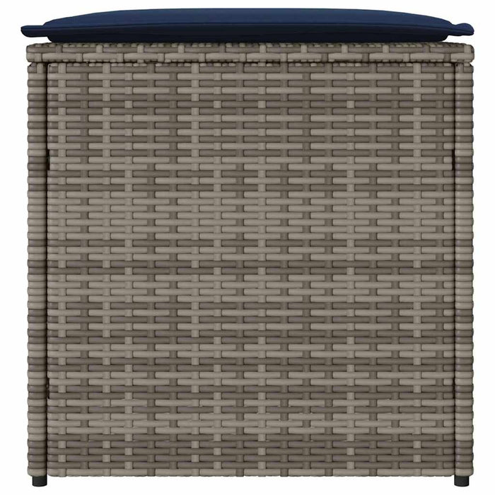 Scatola di Stoccaggio  Grigio e Blu Navy Rattan e Cuscino in Tessuto 365414