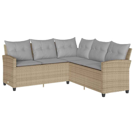 vidaXL Divano a Forma di L con Cuscini in Polyrattan Beige