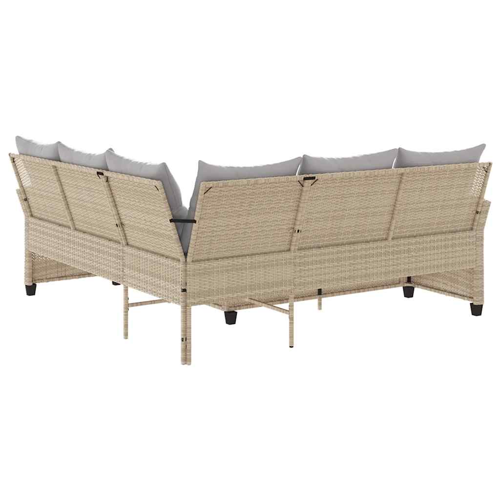 vidaXL Divano a Forma di L con Cuscini in Polyrattan Beige