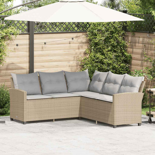 vidaXL Divano a Forma di L con Cuscini in Polyrattan Beige