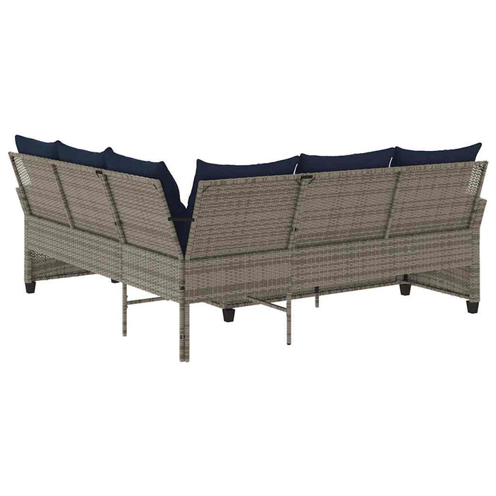 vidaXL Divano a Forma di L con Cuscini in Polyrattan Grigio
