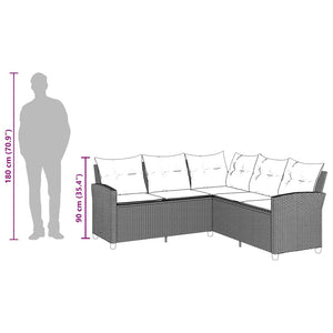 vidaXL Divano a Forma di L con Cuscini in Polyrattan Grigio