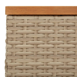 Copertura Base Ombrellone Beige 70x70x25 cm Polyrattan e Acacia 365954