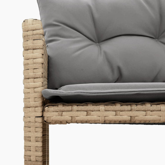 Divano Giardino con Tavolo e Cuscini a L-Sofa da Giardino-Divanetto da esterno Beige Misto Polyrattan