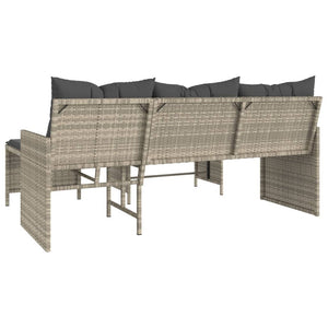 Divano Giardino Tavolo e Cuscini a L-Sofa da Giardino-Divanetto da esterno Grigio Chiaro Polyrattan 790321