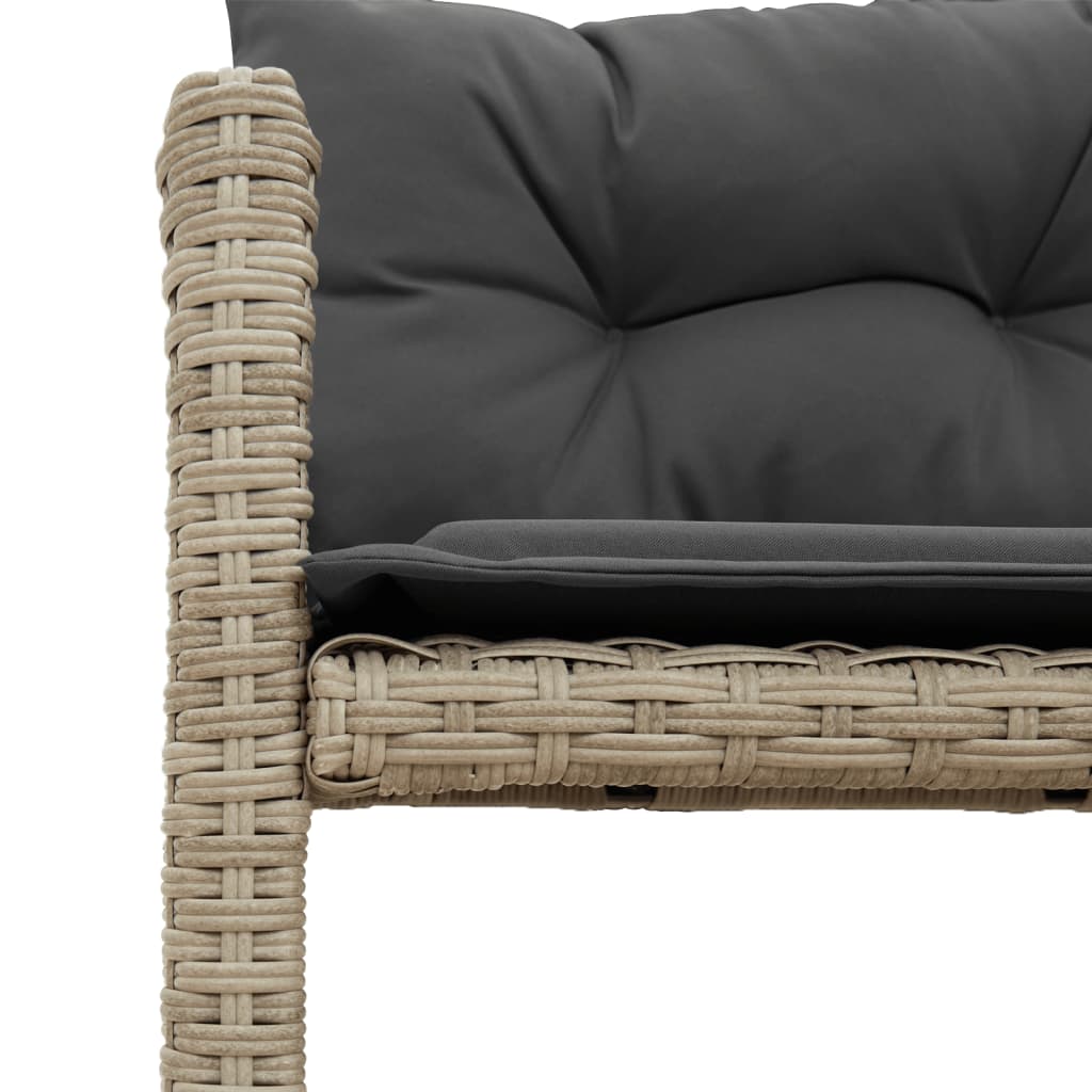 Divano Giardino Tavolo e Cuscini a L-Sofa da Giardino-Divanetto da esterno Grigio Chiaro Polyrattan 790321