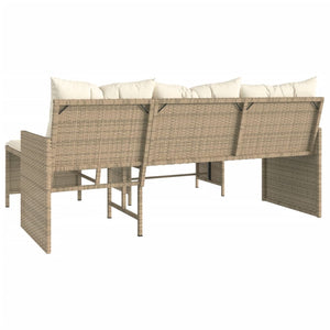 Divano da Giardino con Tavolo e Cuscini a L-Sofa da Giardino-Divano da esterno Beige in Polyrattan 100252