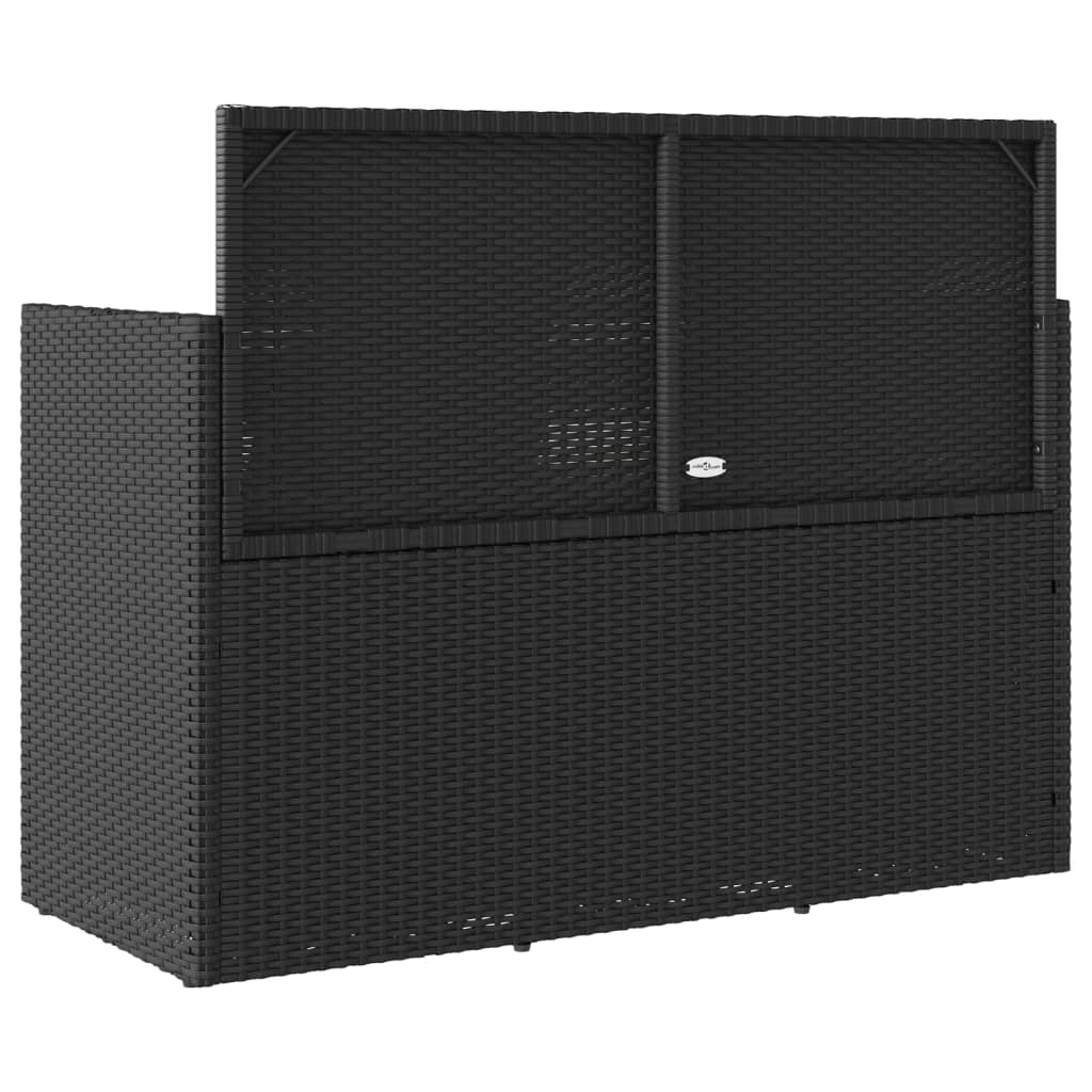 Panca da Giardino-Panca da esterno con Cuscini Nera in Polyrattan