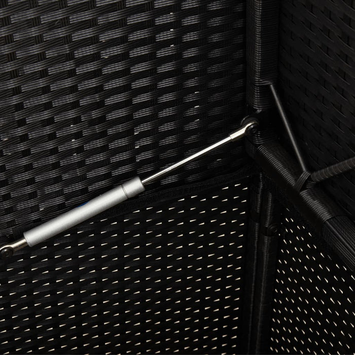 Panca da Giardino con Cuscini Nera in Polyrattan 365761