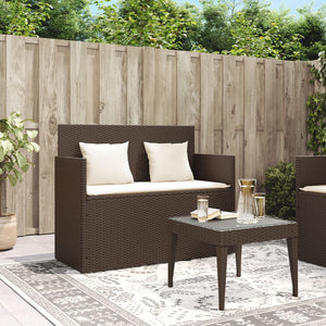 Panca da Giardino con Cuscini Marrone in Polyrattan 365762