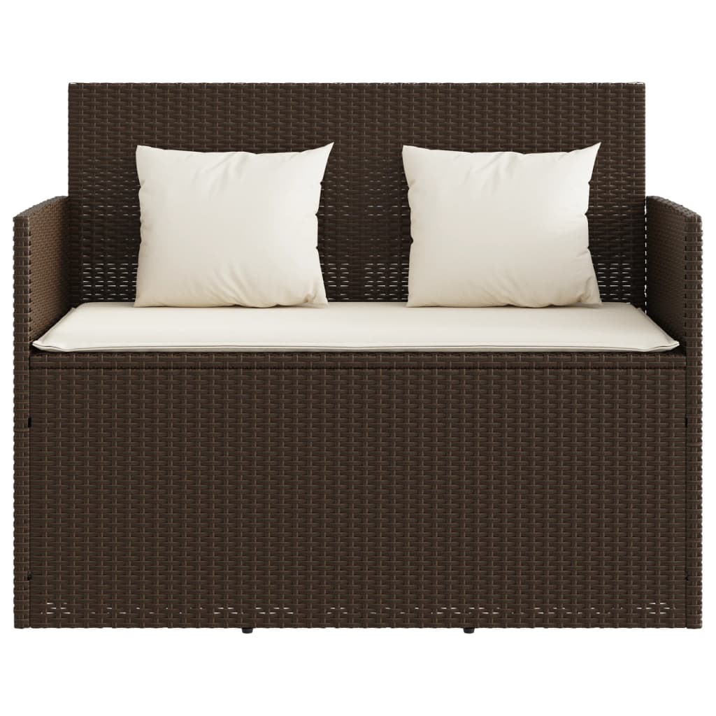 Panca da Giardino con Cuscini Marrone in Polyrattan 365762