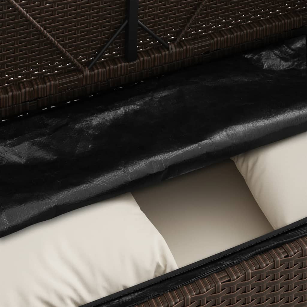 Panca da Giardino con Cuscini Marrone in Polyrattan 365762