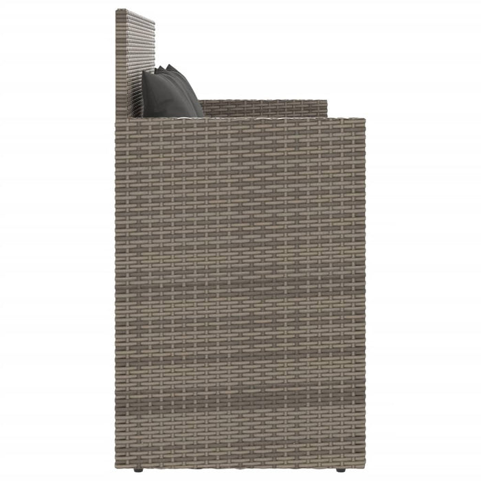 Panca da Giardino con Cuscini Grigia in Polyrattan 365763