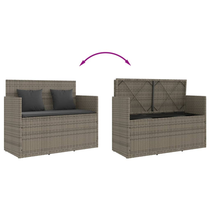 Panca da Giardino con Cuscini Grigia in Polyrattan 365763