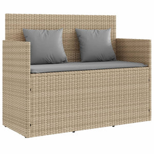 Panca da Giardino con Cuscini Beige in Polyrattan 365765
