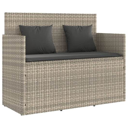 Panca da Giardino con Cuscini Grigio Chiaro in Polyrattan 365766