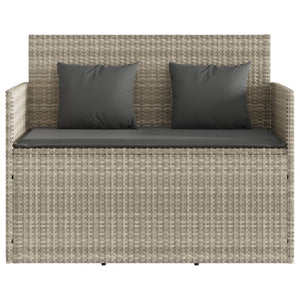 Panca da Giardino con Cuscini Grigio Chiaro in Polyrattan 365766