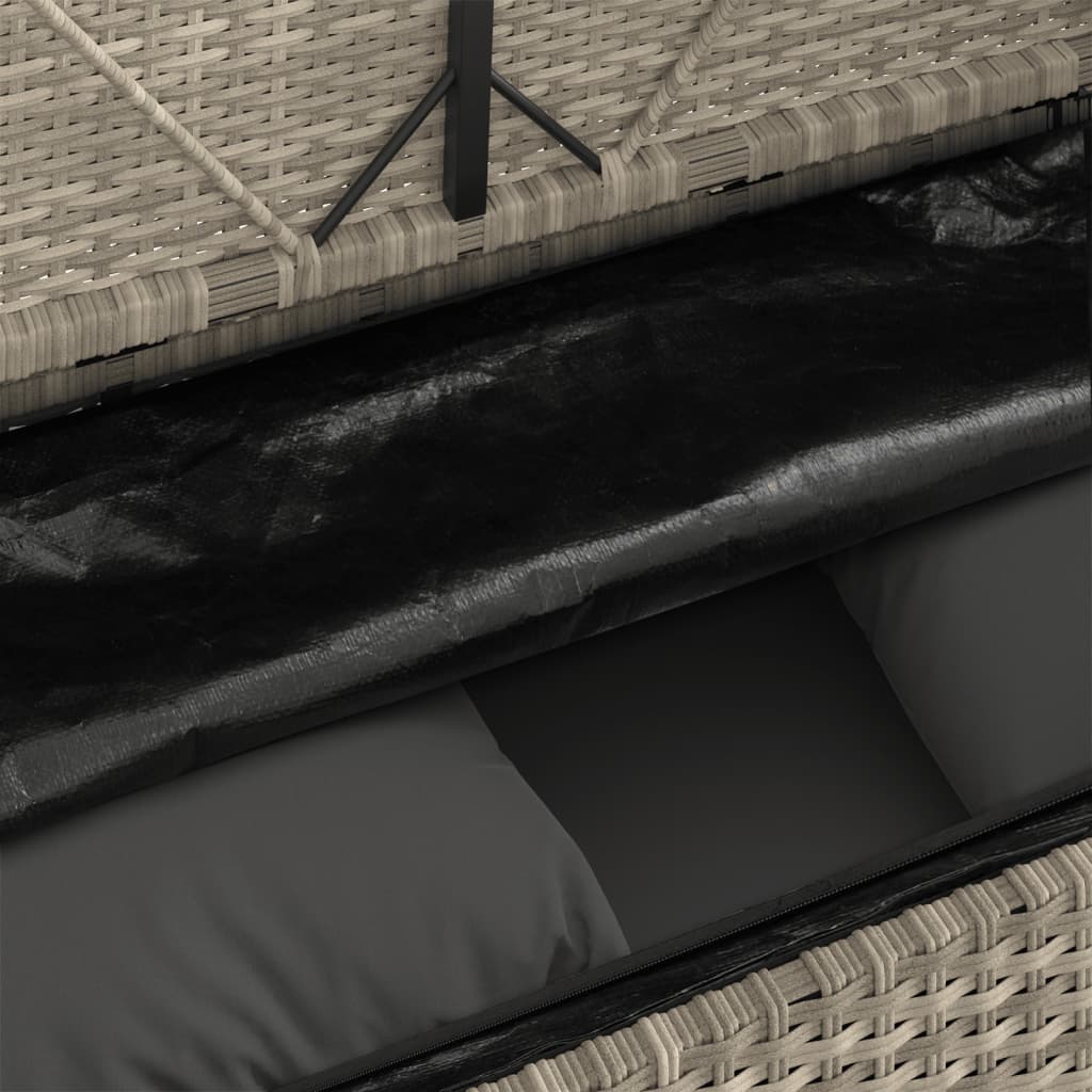 Panca da Giardino con Cuscini Grigio Chiaro in Polyrattan 365766