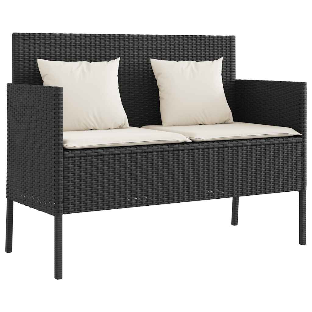 Panca da Giardino con Cuscini Nera in Polyrattancod mxl 88889