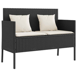 Panca da Giardino con Cuscini Nera in Polyrattancod mxl 88889