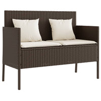 Panca da Giardino con Cuscini Marrone in Polyrattan 365772