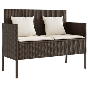 Panca da Giardino con Cuscini Marrone in Polyrattan 365772