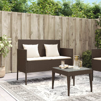 Panca da Giardino con Cuscini Marrone in Polyrattan 365772