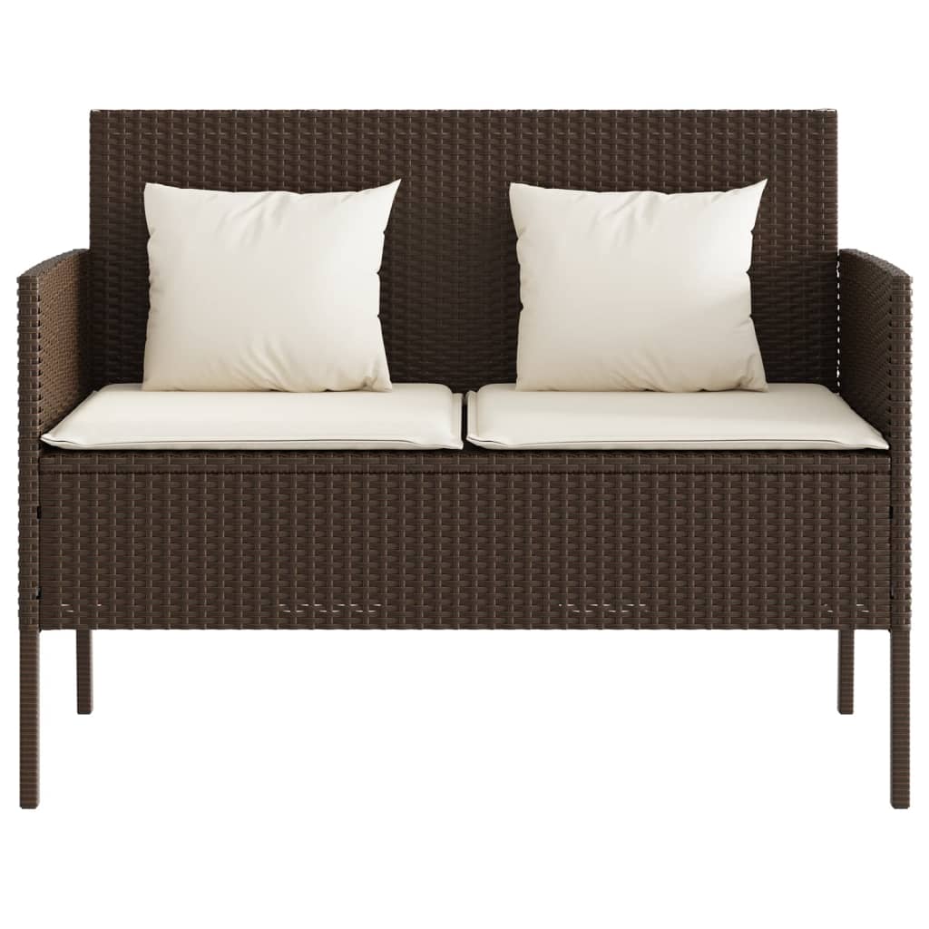 Panca da Giardino con Cuscini Marrone in Polyrattan 365772