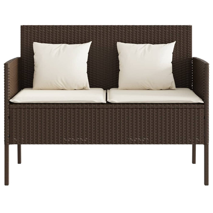 Panca da Giardino con Cuscini Marrone in Polyrattan 365772