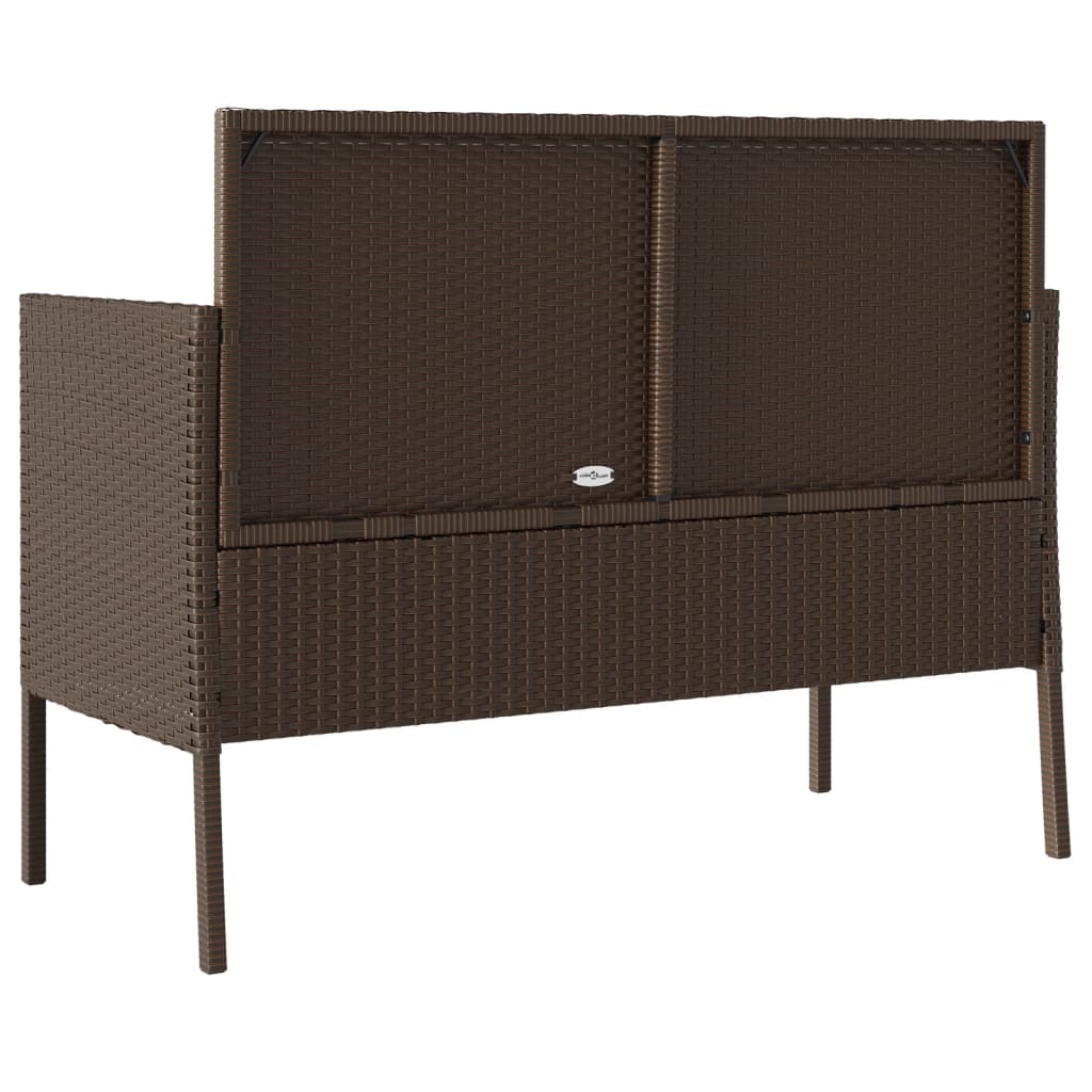 Panca da Giardino con Cuscini Marrone in Polyrattan 365772